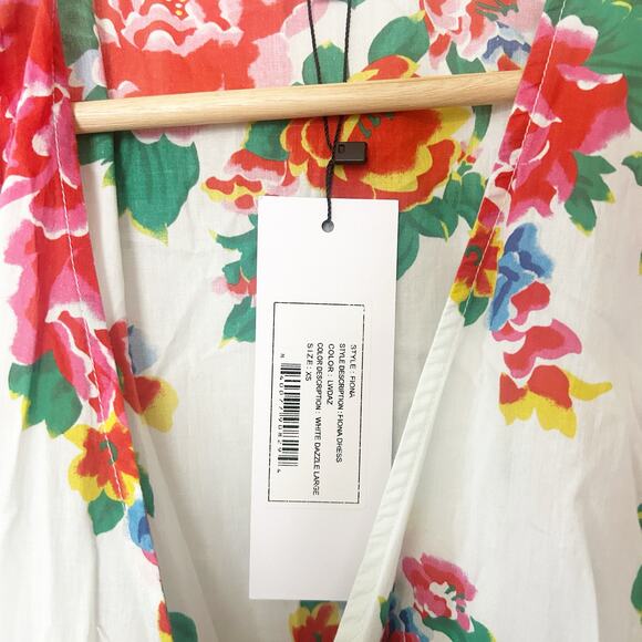 NWT Rhode Fiona Wrap Dress Floral Print Puff Sleeve Cotton Midi Boho Size XS - Picture 5 of 10